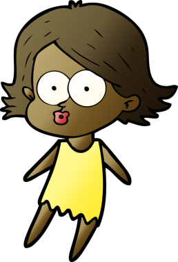 Çizgi film kızı somurtuyor bir insan tarafından