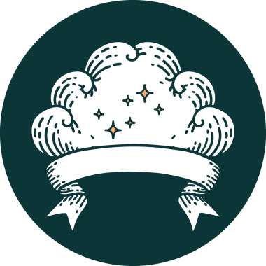 bir insan tarafından çizilmiş bir bulutun pankartıyla dövme biçimi simgesi