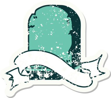 Bir insan tarafından çizilmiş mezar taşının sancağı olan eski bir etiket.