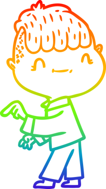 Gökkuşağı gradyan çizimi bir insan tarafından çizilmiş bir çizgi film karakteri.