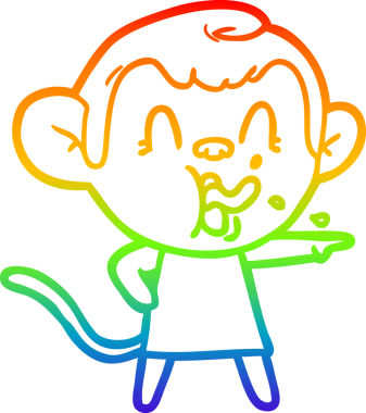 Gökkuşağı gradyan çizgisi insan tarafından çizilmiş çılgın bir çizgi maymun çizimi.