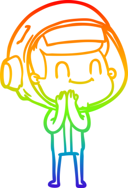 gökkuşağı gradyan çizimi mutlu bir çizgi astronot çizimi bir insan tarafından çizildi