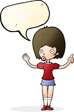 Çizgi filmdeki kadın bir insan tarafından çizilmiş konuşma balonuyla anlatmak istediği şeyi anlatıyor.