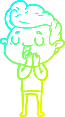 Bir insan tarafından çizilmiş mutlu bir çizgi film karakteri çizimi.