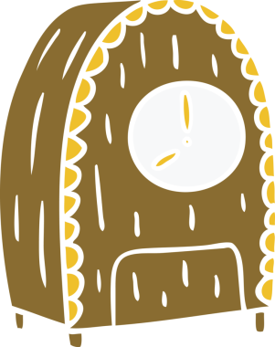 Bir insan tarafından çizilmiş eski moda bir saatin karalaması.