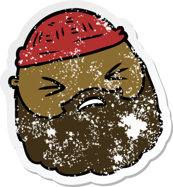 Bir insan tarafından çizilmiş sakallı, karikatür erkek yüzü.