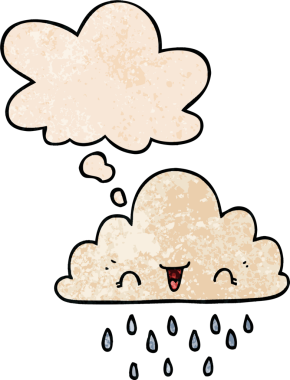 Düşünce baloncuklu karikatür fırtına bulutu bir insan tarafından çizilmiş grunge doku tarzı