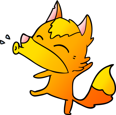 Bir insan tarafından çizilmiş tilki çizgi film karakteri