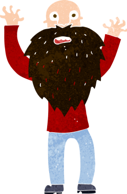 Bir insan tarafından çizilmiş sakallı, korkmuş yaşlı bir adam.