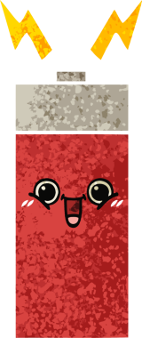 Bir insanın çizdiği pilin retro illüstrasyon tarzı karikatürü