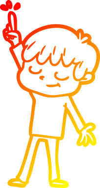 Bir insan tarafından çizilen mutlu bir çocuğun sıcak çizgi çizimi.