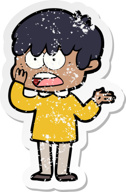 Bir insan tarafından çizilmiş endişeli bir çizgi film çocuğunun sıkıntılı çıkartması.