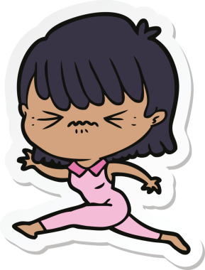 Bir insan tarafından çizilmiş bir karikatür kadının çıkartması.