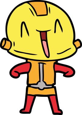 Bir insan tarafından çizilmiş çizgi film robotu