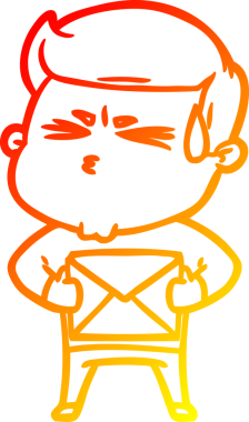 Bir insan tarafından çizilmiş terleyen bir çizgi film karakterinin sıcak çizgi çizimi.