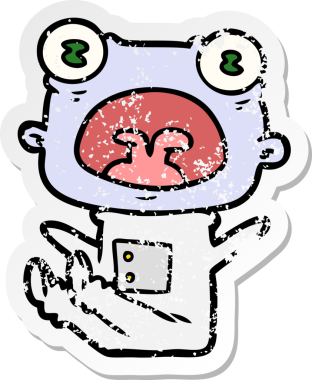 Bir insan tarafından çizilmiş garip bir uzaylı bağırışının sıkıntılı çıkartması.