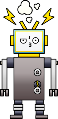 Bir insan tarafından çizilmiş bir robotun gölgelenmiş çizimi