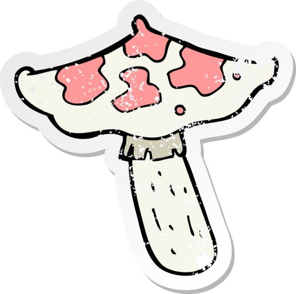 Bir insan tarafından çizilmiş bir mantar desenli karikatür yapıştırması.