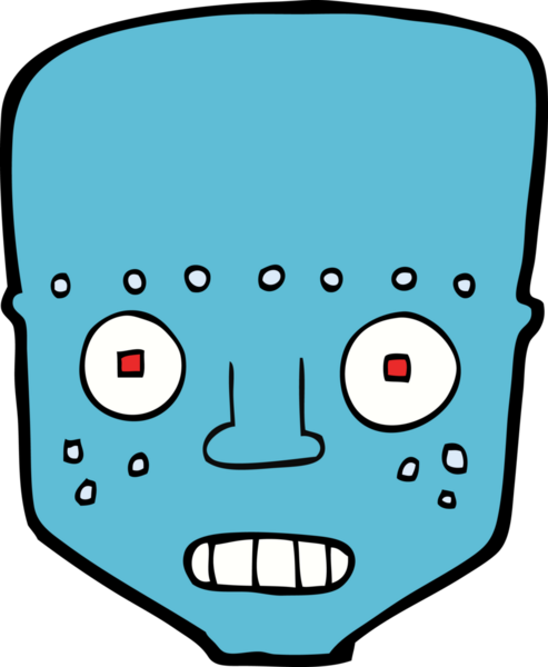 Bir insan tarafından çizilmiş robot kafası.