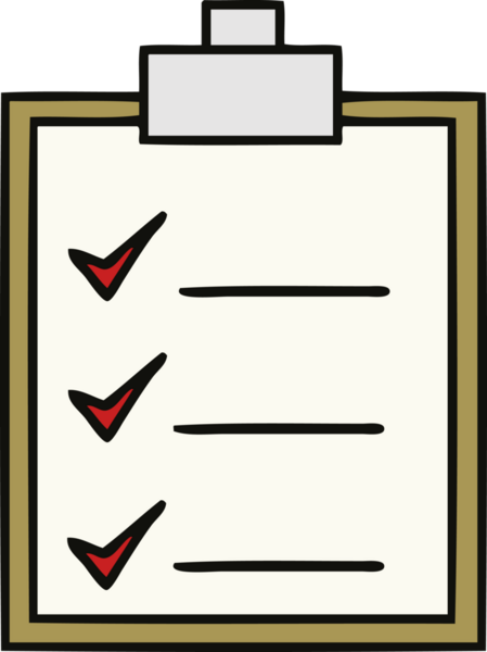 Bir insan tarafından çizilmiş kontrol listesinin sevimli karikatürü