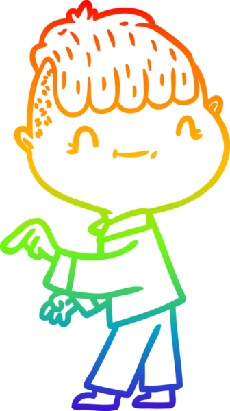 Gökkuşağı gradyan çizimi bir insan tarafından çizilmiş bir çizgi film karakteri.