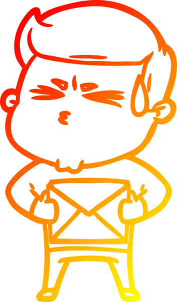 Bir insan tarafından çizilmiş terleyen bir çizgi film karakterinin sıcak çizgi çizimi.