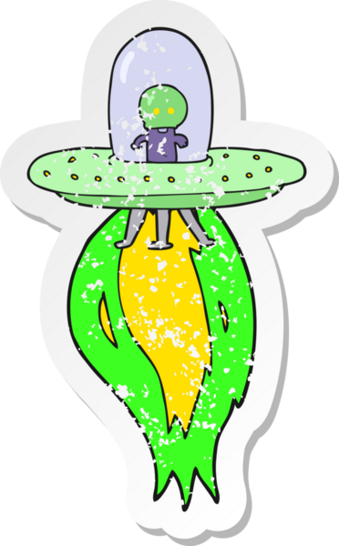 Bir insan tarafından çizilmiş bir uçan daire desenli karikatür çıkartması.