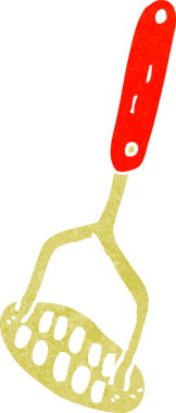 Bir insan tarafından çizilmiş patates ezici çizgi film.