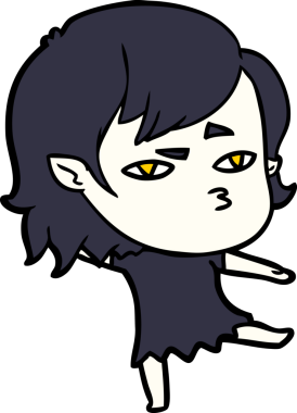 Bir insan tarafından çizilmiş vampir kız çizgi filmi.