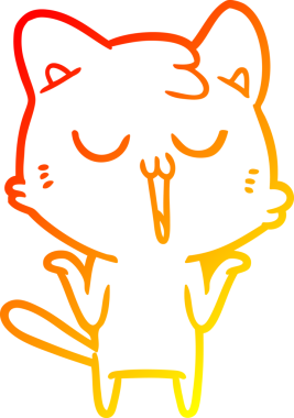 Bir insan tarafından çizilmiş çizgi film kedisinin sıcak çizgi çizimi