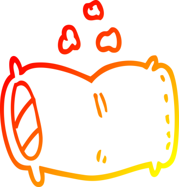 Bir insan tarafından çizilmiş yumuşak bir yastığın sıcak çizgi çizimi