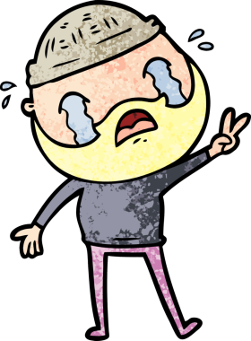 Çizgi film sakallı adam bir insan tarafından çizilmiş ağlıyor.