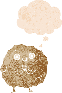 grunge 'da düşünce baloncuğu olan karikatür rock karakteri bir insan tarafından çizilmiş tedirgin edilmiş eski tarz.