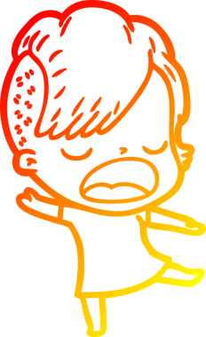 Bir insan tarafından çizilmiş havalı bir hippi kızın sıcak çizgi çizimi.