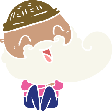 Bir insan tarafından çizilmiş mutlu sakallı adam.