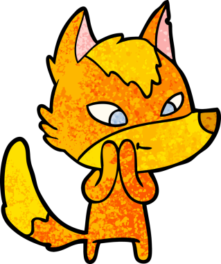 Bir insan tarafından çizilmiş tilki çizgi film karakteri