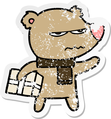 Bir insan tarafından çizilmiş kızgın ayı karikatürü çıkartması.