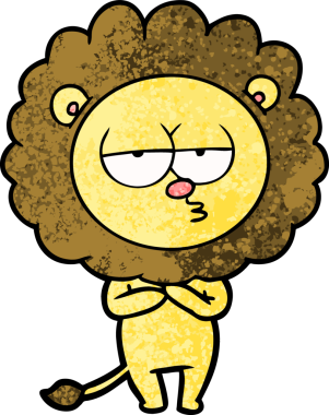 Bir insan tarafından çizilmiş yorgun bir aslan.