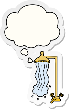 Düşünce baloncuklu çizgi film duşu insan tarafından çizilmiş bir çıkartma.