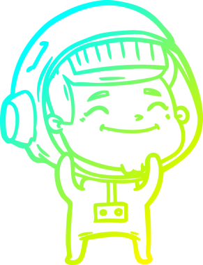 Bir insan tarafından çizilmiş mutlu bir astronotun soğuk gradyan çizimi.