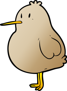 Bir insan tarafından çizilmiş şirin bir kivi kuşu.