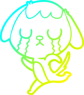 Bir insan tarafından çizilmiş ağlayan şirin bir köpeğin soğuk gradyan çizimi.