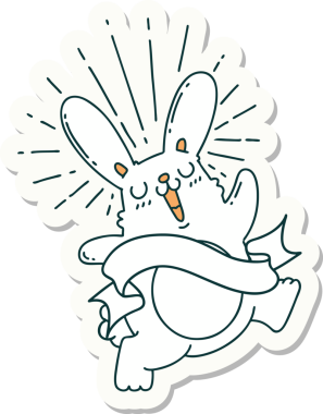 Bir insan tarafından çizilmiş zıplayan tavşan dövmesi çıkartması.