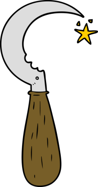 bir insan tarafından çizilmiş eski bir orak çizgi filmi.