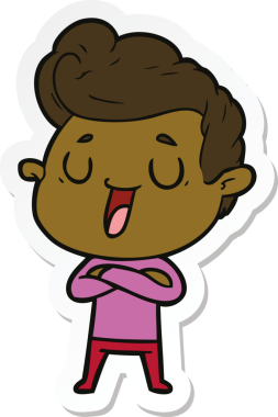 Bir insan tarafından çizilmiş mutlu bir çizgi film karakterinin çıkartması.