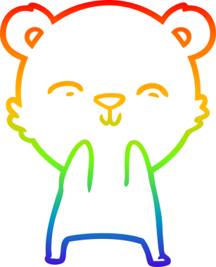 Bir insan tarafından çizilmiş mutlu bir kutup ayısının gökkuşağı gradyanı çizimi