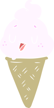 Bir insan tarafından çizilmiş şirin düz renkli çizgi film dondurması.