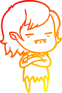 Bir insan tarafından çizilmiş ölümsüz vampir bir kızın sıcak çizgi çizimi