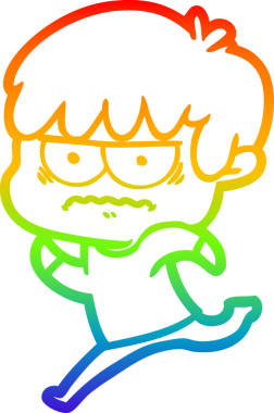 Gökkuşağı gradyan çizgi çizimi Bir insan tarafından çizilmiş bir çizgi film çocuğu