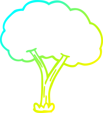 Bir insan tarafından çizilen karikatür ağacının soğuk gradyan çizimi